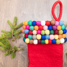 Load image into Gallery viewer, Handmade Felt Ball Christmas Stocking