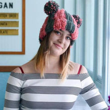 Load image into Gallery viewer, Striped Double PomPom Hat Pattern
