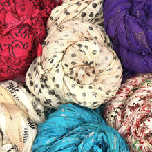 Load image into Gallery viewer, Block Printed Handmade Sari Silk Ribbon Yarn Packs