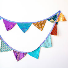Load image into Gallery viewer, Handmade Recycled Sari Silk Bunting Banner
